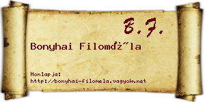 Bonyhai Filoméla névjegykártya